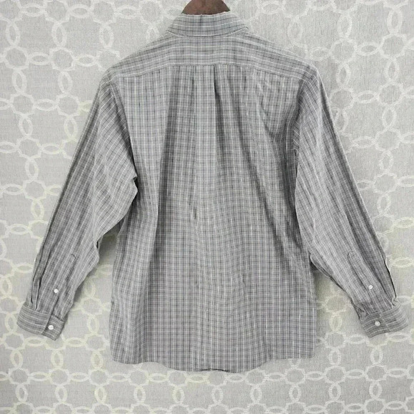 Eddie Bauer Men's S Gray Plaid Relaxed Fit Button Down Long Sleeve Shirt - Picture 3 of 7